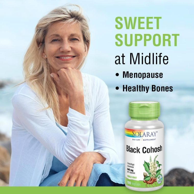 SOLARAY Black Cohosh 540 mg | Womens Health & Menopause Support Supplement | Whole Root | Non-GMO, Vegan & Lab Verified | 100 VegCaps - Image 3