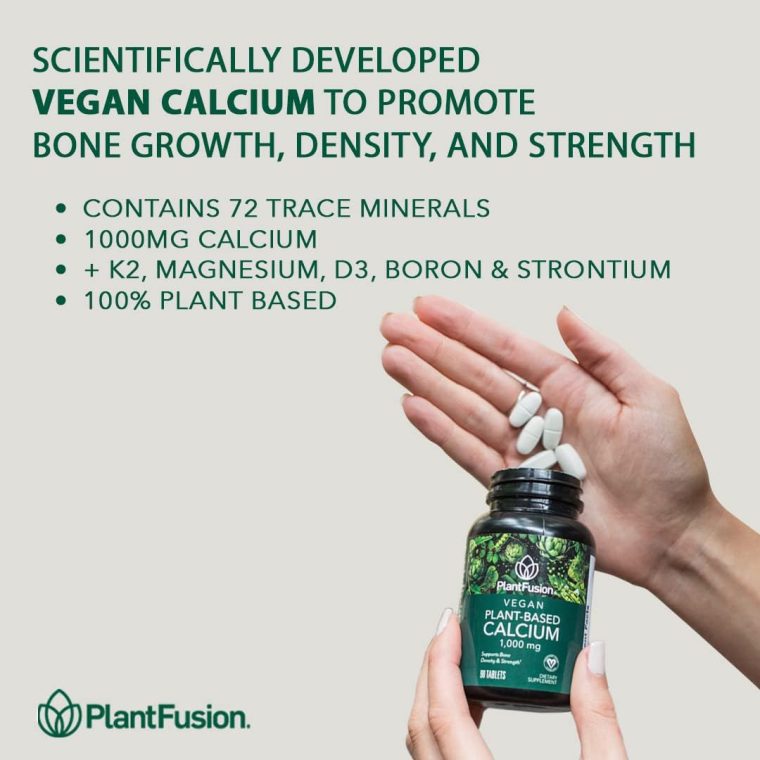 PlantFusion Vegan Calcium, Premium Plant Based Calcium (1000mg) Sourced from Icelandic Red Algae, Plus Magnesium, D3, K2, and Boron, 90 Vegan Tablets - Image 3