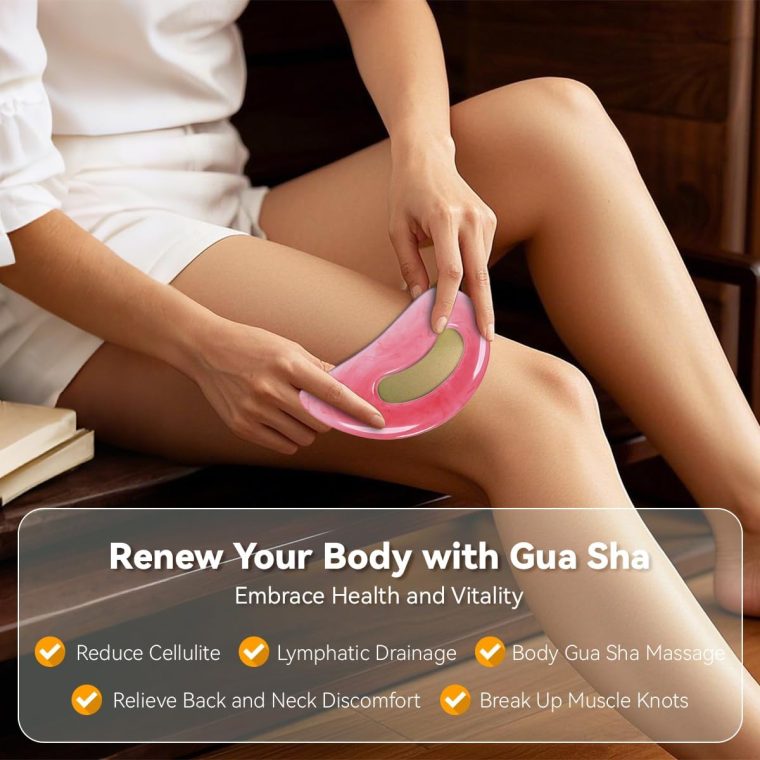 Body Gua Sha Tool Cellulite Guasha Tool for Body Body Massage Tools (Natural Resin) Lymphatic Drainage Tool Guasha Tool for Face，Back, Legs, Women's Body Shaping Tools (Pink) - Image 7