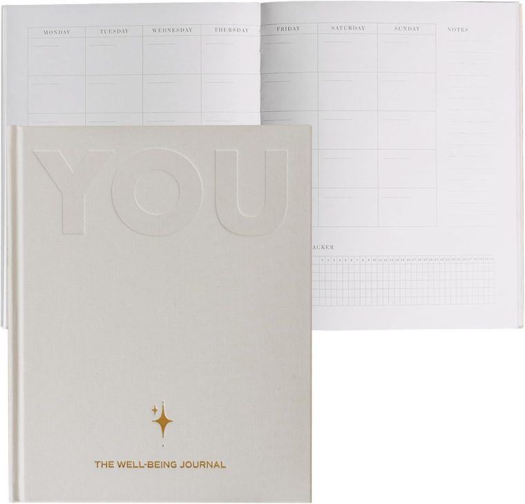 6-Month Guided Self-Care Journal – Morning & Evening Routines, Gratitude Prompts, Habit Tracking, Undated Daily Planner for Personal Growth, FSC-Certified Paper, Gold Foil Linen Cover (Sand)