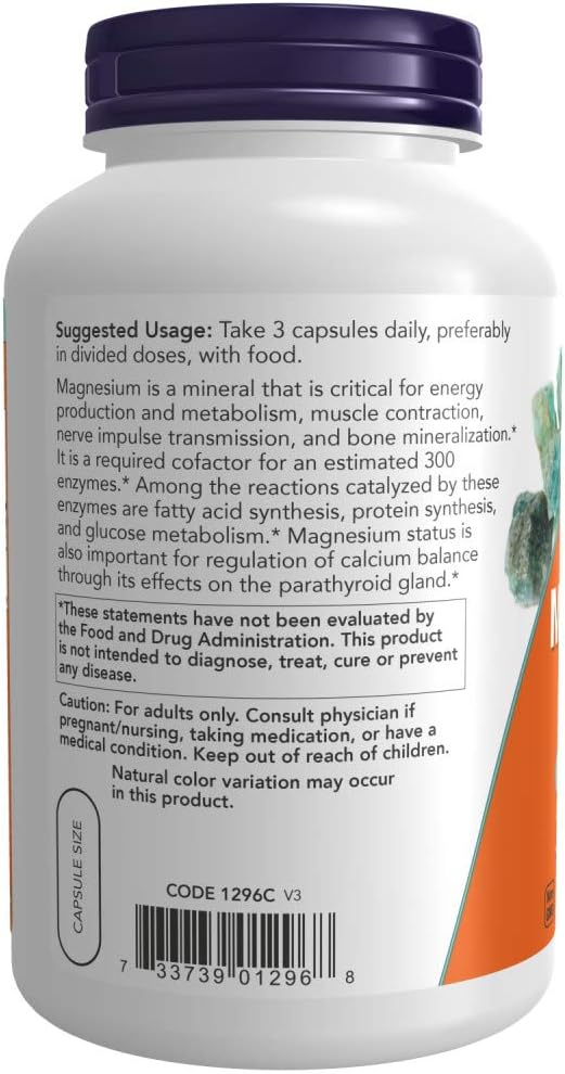Now Supplements, Magnesium Citrate, Enzyme Function*, Nervous System Support*, 240 Veg Capsules - Image 3