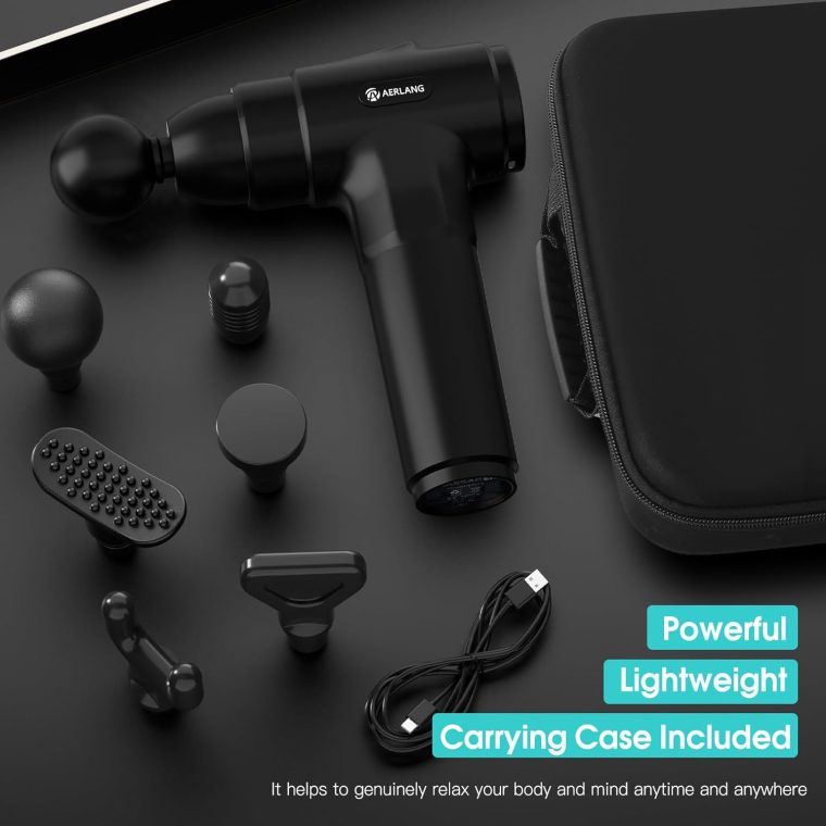 AERLANG Massage Gun, Deep Tissue Muscle Back Massage for Athletes Pain Relief, Percussion Massager with 6 Massages Heads & 20 Speed Fathers Birthday Day Gifts from Daughter Portable Back Massager Gun - Image 6