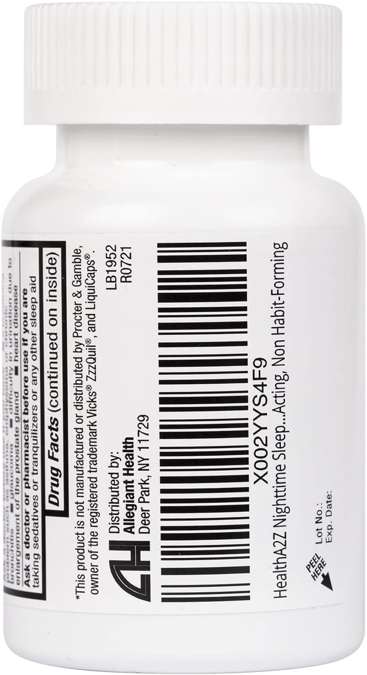 HealthA2Z Sleep Aid, Diphenhydramine HCl 25mg Softgels, Supports Deeper, Restful Sleeping, Non Habit-Forming (96 Softgels) - Image 5