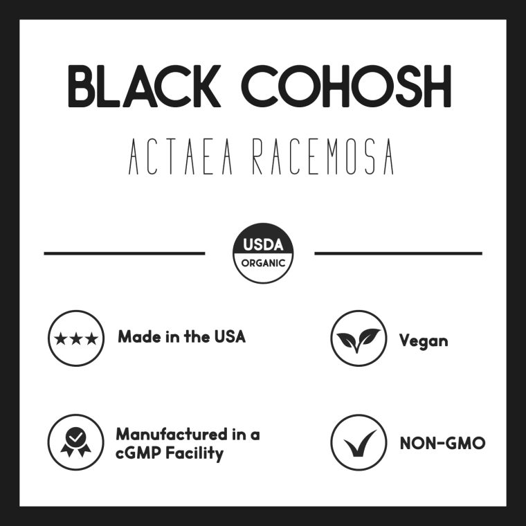 Organic Black Cohosh 1000 mg 60 Servings | Menopause, Night Sweats and Sleep Support | Vegetarian, Organic, Non-GMO & Gluten Free - Image 6