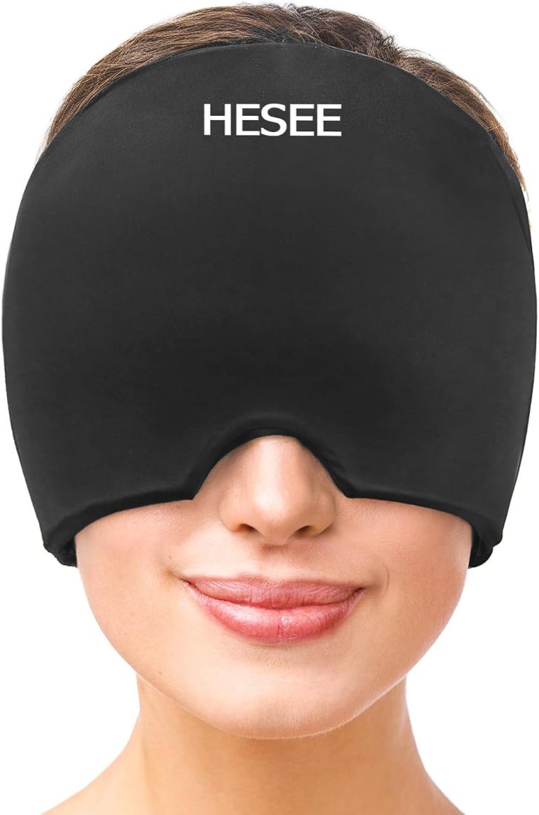 Migraine Relief Cap, Headache Relief Hat for Migraine Cap, Hot and Cold Therapy, Headache Eyes Mask for Stress Relief, Ice Pack Head Wrap for Sinus, Puffy Eyes, Tension,Black