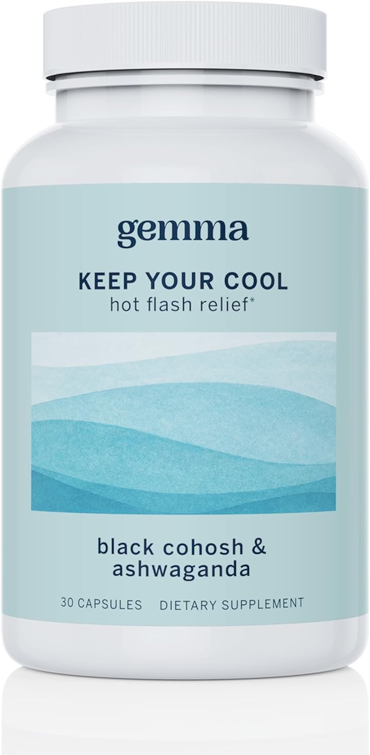 Gemma Keep Your Cool Menopause Relief Supplement – Black Cohosh, Ashwagandha & Chasteberry for Hot Flashes, Night Sweats & Mood Support – Hormone-Free Perimenopause Support Capsules