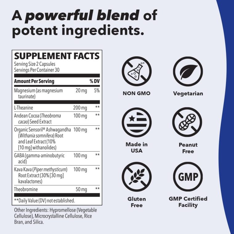 Anxie-T - Stress Relief Supplement - Supports Mood & Mental Focus - Feel Calm and Relaxed - Eases Tension & Nervousness - Ashwagandha, Kava Kava, GABA & L-Theanine - 60 Capsules - Image 5