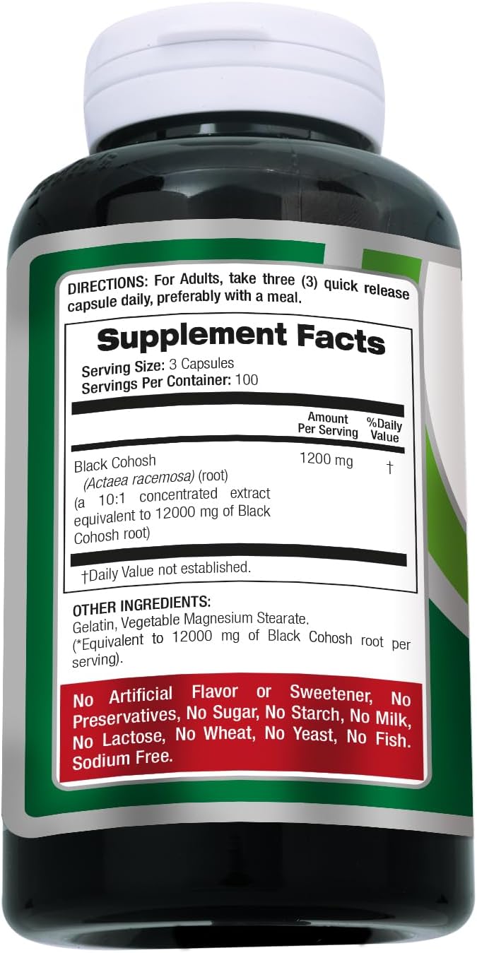 FITO MEDIC'S Black Cohosh Root Extract 12000 mg Equivalent, Herbal Supplement for Women, 300 Capsules - Image 3