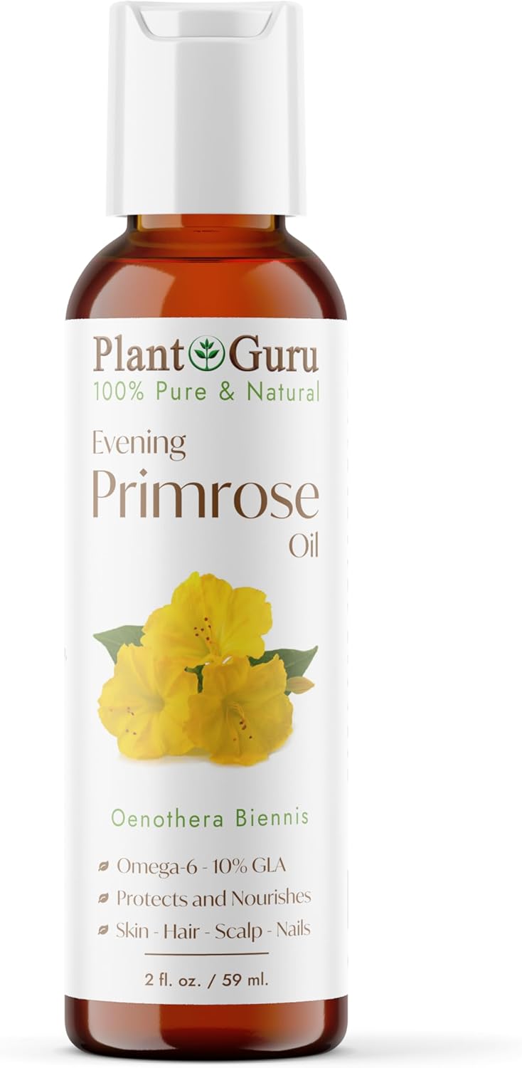 Evening Primrose Oil 2 fl. oz. Cold Pressed 100% Pure Natural Carrier - Skin, Face, Body and Hair Growth Moisturizer. Great for DYI Soap Making, Creams, and Lip balms.