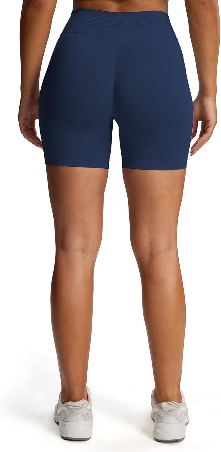Aoxjox Impact Seamless Workout Biker Shorts for Women Hidden Scrunch Low/High Waisted Athletic Running Yoga Short 4.5"/5" - Image 2