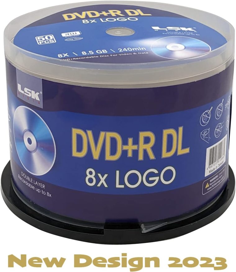 DVD+R DL Double Layer Logo 8X 8.5GB 240min Video – LSK Media Logo Top, 50 Pack in Spindle | Blank DVDs for Burning Video | DVD Discs Blank | Recordable DVDs - Image 2