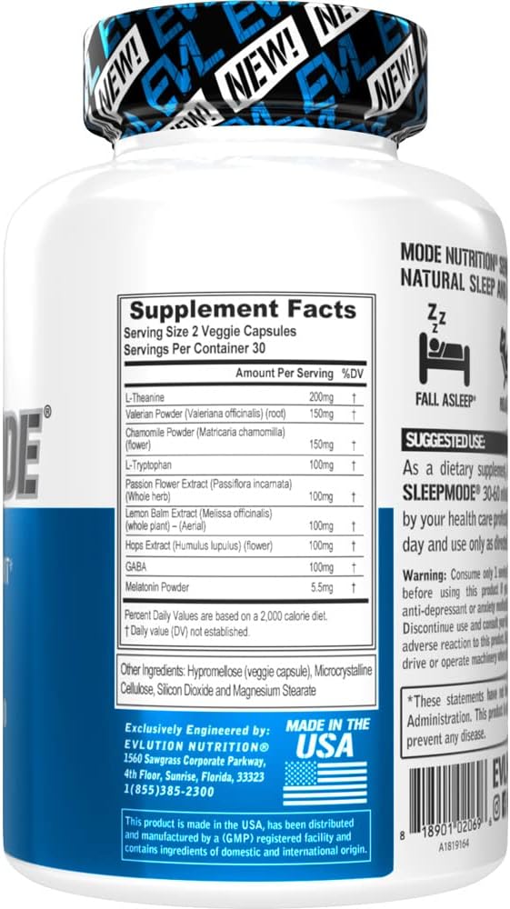 Evlution Nutrition Herbal Complex Sleep Supplements for Adults Gentle Sleep Support Adult Melatonin Pills with Valerian L-Tryptophan Lemon Balm and More - Restful Calm Capsules - 30 Servings - Image 3