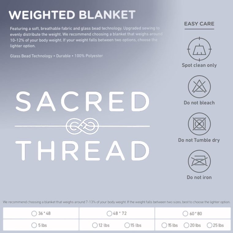 Sacred Thread Cooling Weighted Blankets for Adults and Kids, Heavy Blanket for Insomnia and Chronic Pain, Breathable and Soft Weighted Comforter (60in x 80in) - Image 7