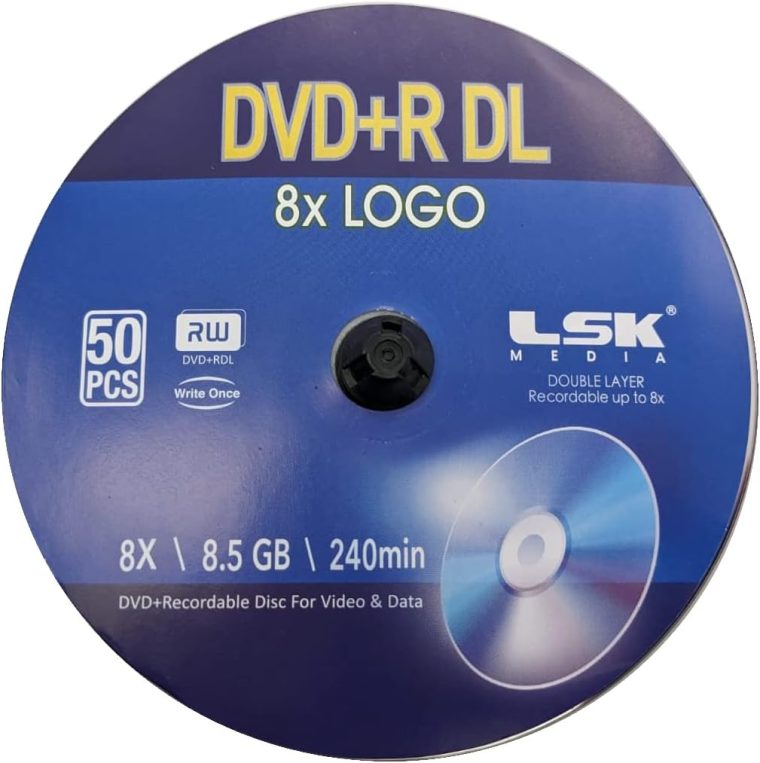 DVD+R DL Double Layer Logo 8X 8.5GB 240min Video – LSK Media Logo Top, 50 Pack in Spindle | Blank DVDs for Burning Video | DVD Discs Blank | Recordable DVDs - Image 4