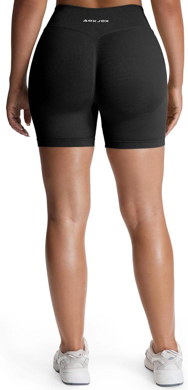 Aoxjox Seamless Workout Biker Shorts for Women Impact Hidden Scrunch Low Waisted Athletic Running Yoga Short 3.5"/4.5"/6" - Image 2