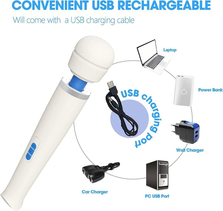 Therapeutic Cordless Massager - Powerful Massage Tool Handheld 8 Speeds 20 Patterns - Rechargeable Hand Massagers for Sore Muscles - Hand Held Massage Tool for Neck & Back - Image 4