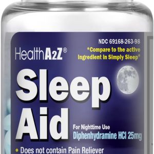 HealthA2Z Sleep Aid 200 Caplets | Diphenhydramine HCl 25mg | Regular Strength Sleeping Pills | Safe & Non-Habit-Forming