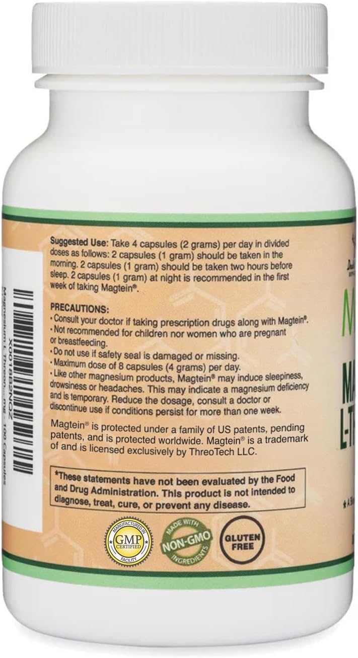Magnesium L Threonate, Magtein™, Sleep and Cognitive Support – High Absorption – Most Bioavailable Form of Magnesium – 2,000 mg – 120 Capsules - Image 6