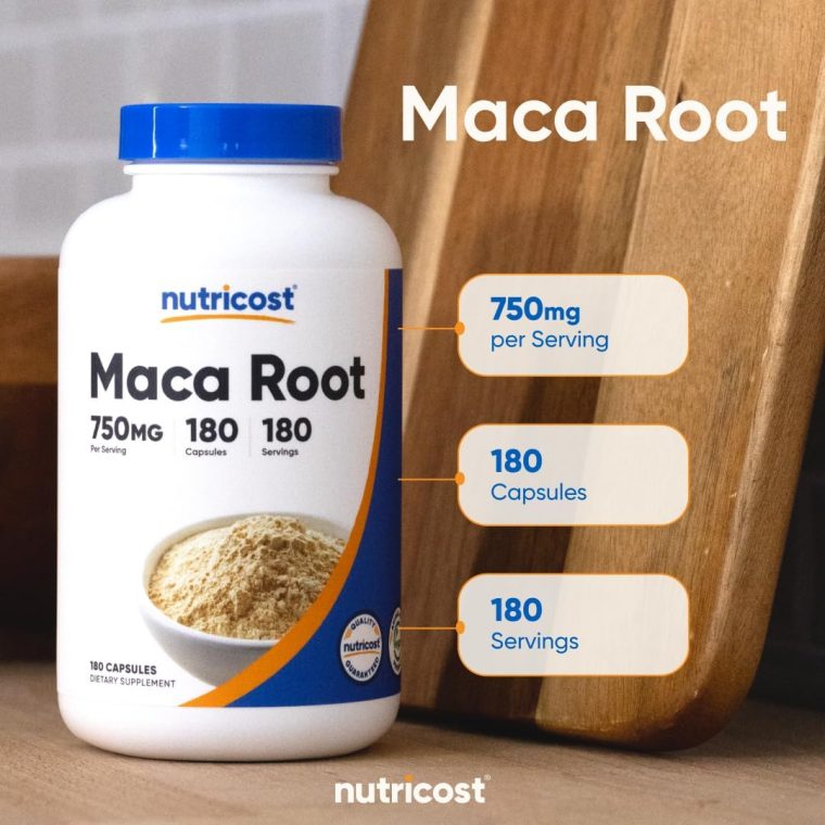 Nutricost Maca Root Capsules (Lepidium meyenii) 750mg, 180 Capsules, 180 Servings - Image 6