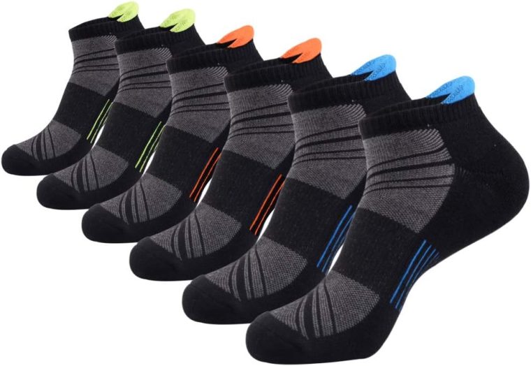 JOYNÉE Mens Ankle Low Cut Athletic Tab Socks for Men Sport Comfort Cushion Sock 6 Pack