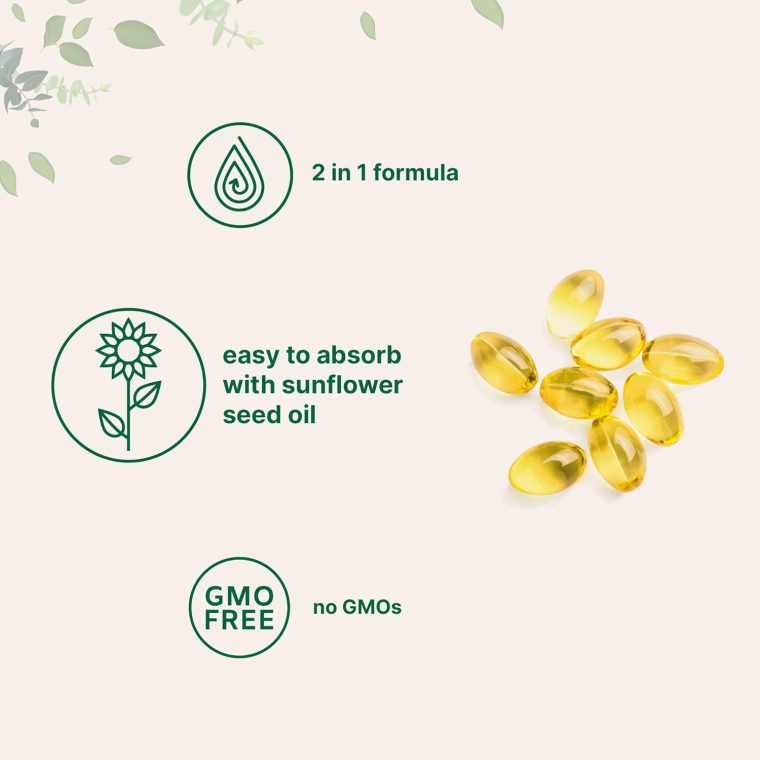 Micro Ingredients Vitamin D3 5,000 IU + K2 MK-7 100 mcg, 300 Softgels | 2-in-1 Bone, Immune & Heart Support | Easy to Swallow, Non-GMO - Image 4