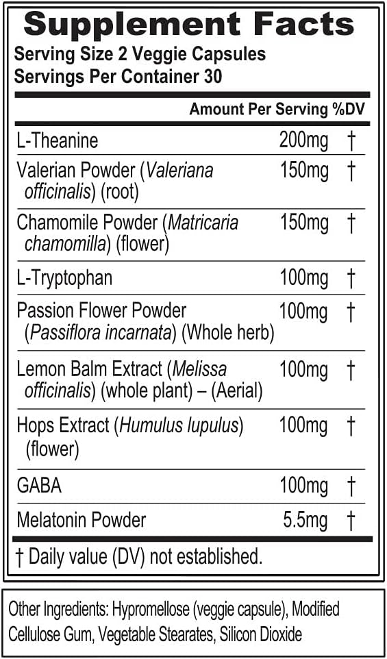 Evlution Nutrition Herbal Complex Sleep Supplements for Adults Gentle Sleep Support Adult Melatonin Pills with Valerian L-Tryptophan Lemon Balm and More - Restful Calm Capsules - 30 Servings - Image 2