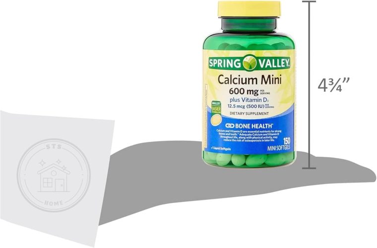 Spring Valley Calcium Plus Vitamin D3 150 Mini Softgels | Calcium Supplement | CaIcium mini softgels | CaIcium 600 mg with Vitamin d3 | 150 Mini Softgels + STS Sticker - Image 8