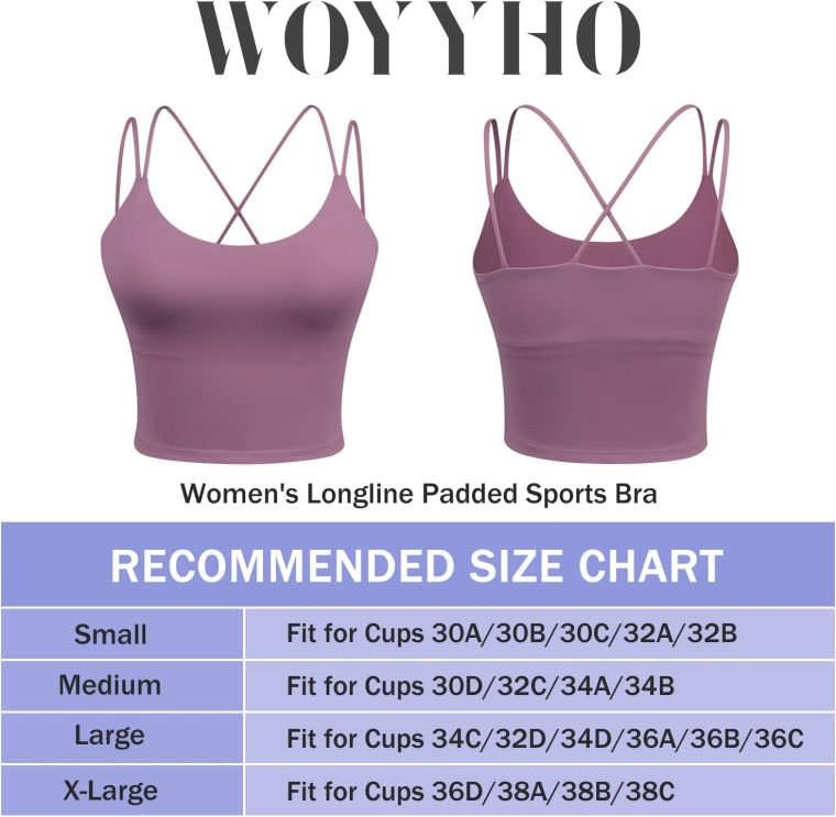 Women's Longline Sports Bra Padded Strappy Yoga Bra Fitness Running Workout Crop Tank Top（2pack） - Image 6