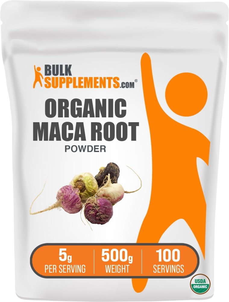 BulkSupplements.com Organic Maca Powder - Maca Supplement, Maca Root Powder - Superfood, Maca Powder Organic - Gluten Free, 5000mg per Serving, 500g (1.1 lbs) (Pack of 1)
