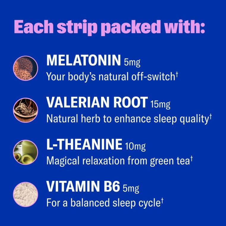 Sleep in a Strip™ | Oral Sleep Strips with 5mg Melatonin, Valerian Root, L-Theanine, and Vitamin B6 | Works Faster Than Gummies | 100% Natural | 30 Individually Wrapped Strips - Image 4