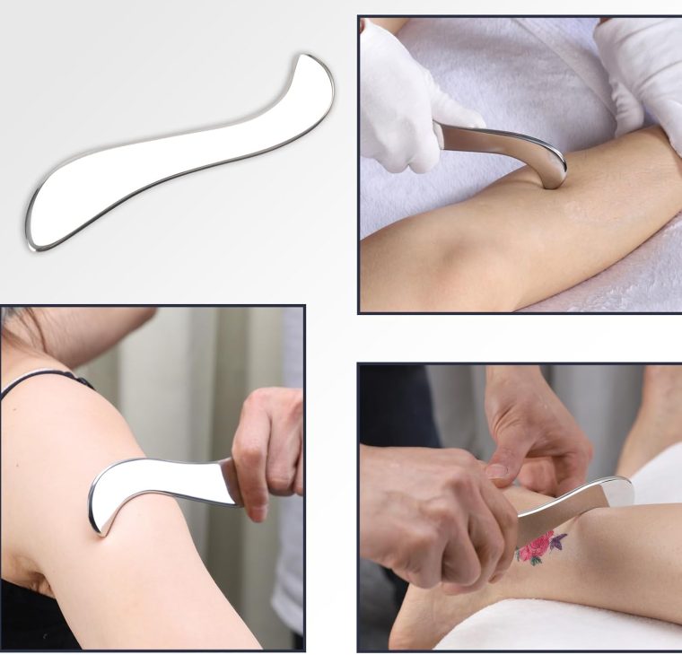 Feelfree Sport 3 in 1 Muscle Scraper Tool-Gua Sha Scraping Tool Physical Therapy Massage Tool-Soft Tissue Mobilization for Back, Legs, Arm (A+D+S), Silver - Image 6