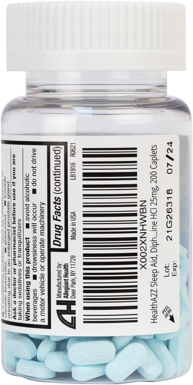 HealthA2Z Sleep Aid 200 Caplets | Diphenhydramine HCl 25mg | Regular Strength Sleeping Pills | Safe & Non-Habit-Forming - Image 8