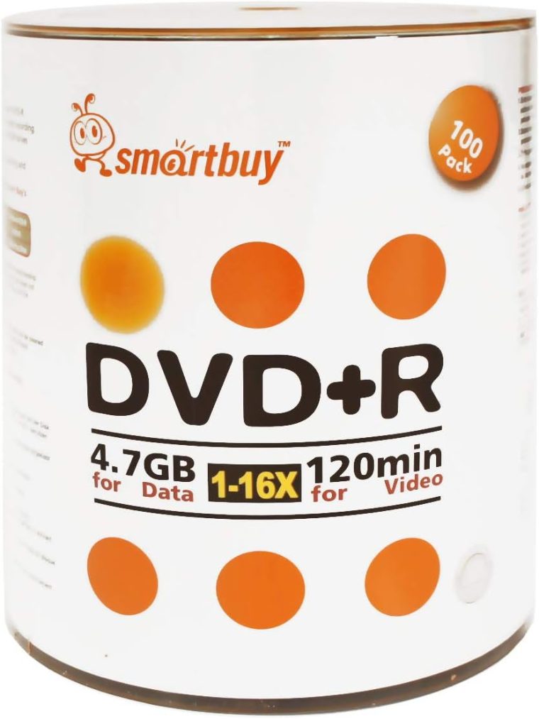 Smart Buy 100 Pack DVD+R 4.7gb 16x Logo Blank Data Video Movie Recordable Disc, 100 Disc 100pk