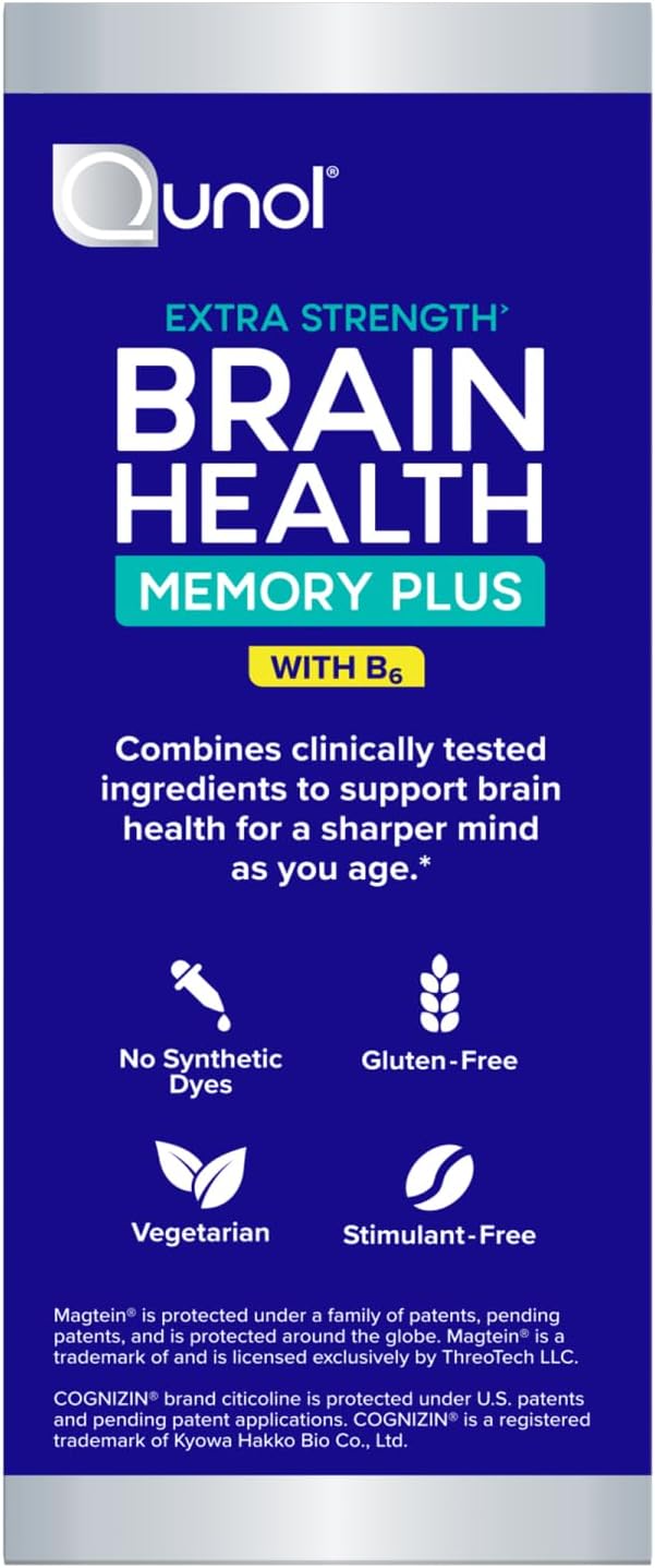 Qunol Brain Health Memory Plus with B6, Magnesium L-Threonate & Citicoline, Clinically Tested Ingredients to Improve Memory, Focus, Attention and Productivity, 60 Count (Pack of 1) - Image 11