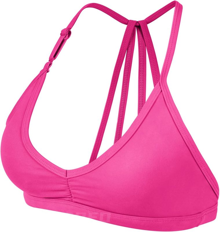 YEOREO Workout Sports Bras for Women Padded Strappy Open Back Gym Bra Light Impact Criss Cross Yoga Crop Top