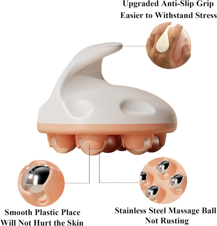 WMM Hand Held Massager, Full Body Massage Tool with Roller Ball Massager Manual 362-degree-roller for Muscle Back Neck Joint Foot Shoulder Leg Pain Relief with Portable Design(1 Pack) - Image 3