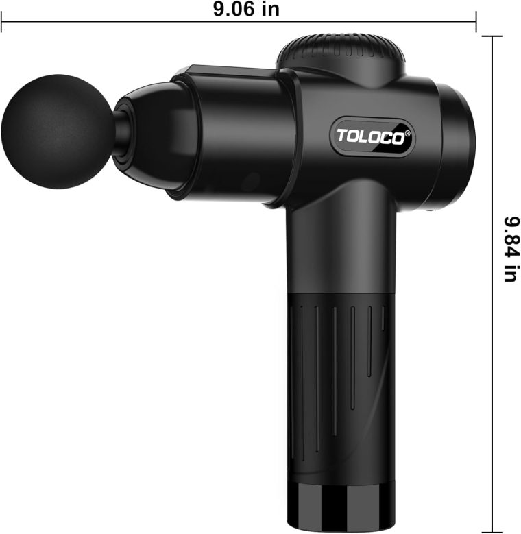 TOLOCO Massage Gun, Deep Tissue Back Massage for Athletes for Pain Relief, Percussion Massager with 10 Massages Heads & Silent Brushless Motor, Gifts for Fathers Day, Black - Image 9