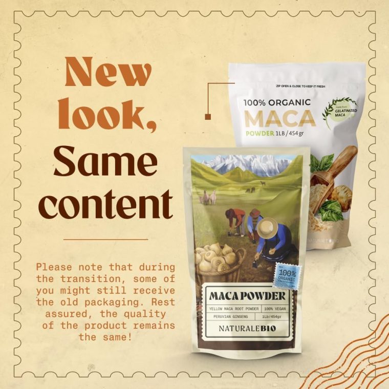 NaturaleBio Maca Powder Organic 1lb - 16oz. Peruvian, Natural and Pure, from Organic Maca Root. Vegetarian and Vegan Friendly. Gelatinized for Enhanced Bioavailability. Ideal for Smoothie. - Image 7