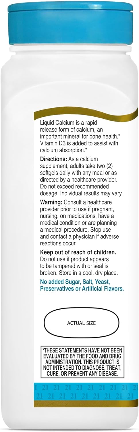 21st Century Calcium Plus D3 Liquid Filled Softgel, 1200 mg, 90 Count - Image 5