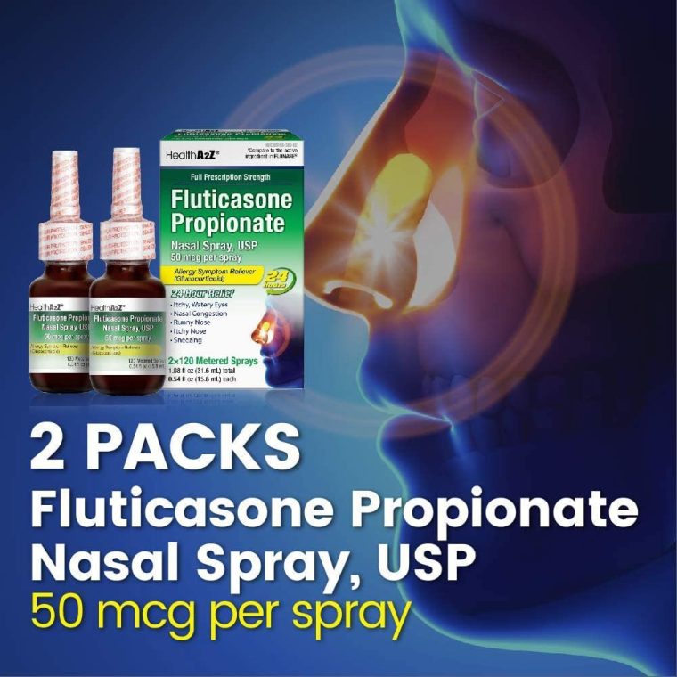 HealthA2Z® Fluticasone Propionate Nasal Sprays | Allery Relief Spray | Runny Nose | Nasal Congestion | Sneezing | Itchy Watery Eyes | 24 Hour Allergy Relief | (2 Packs) - Image 4