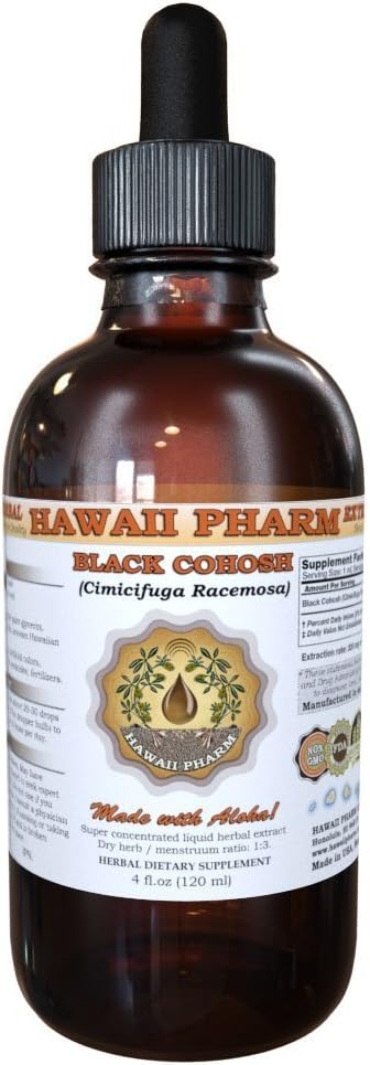 HawaiiPharm Black Cohosh Liquid Extract, Organic Black Cohosh (Cimicifuga Racemosa) Tincture Supplement 4 oz