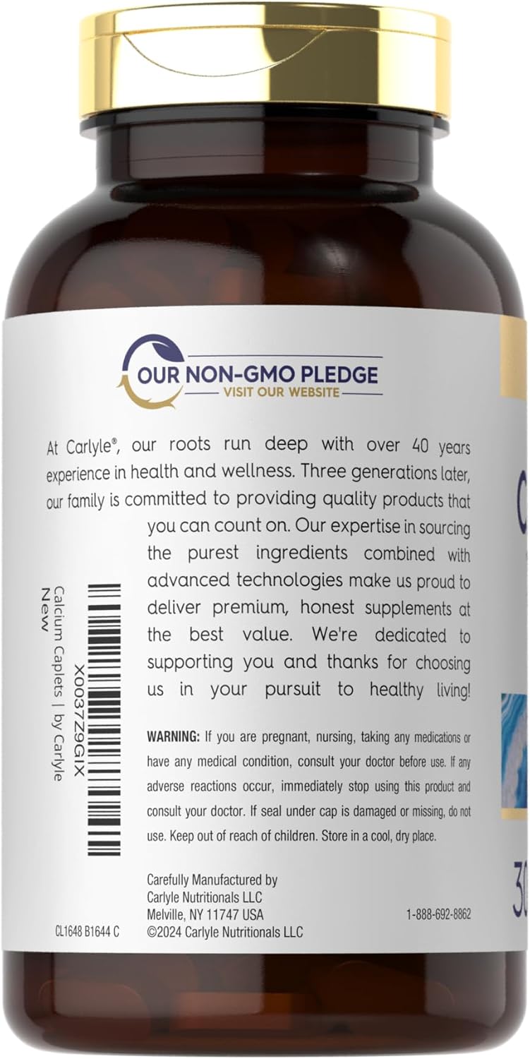 Carlyle Calcium 1200mg with Vitamin D3 | 300 Caplets | Non-GMO, Gluten Free, and Vegetarian - Image 3
