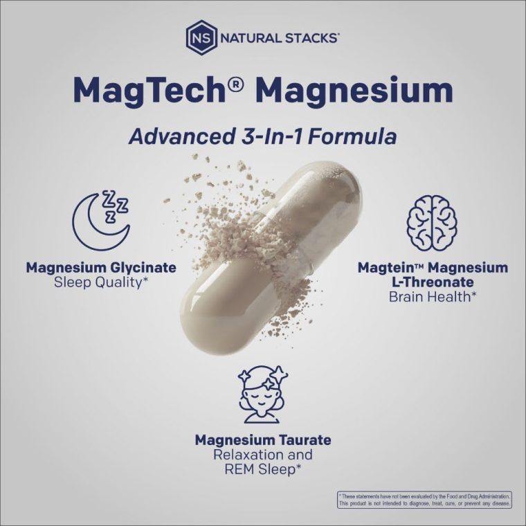MagTech Magnesium Supplement - 3 Forms of Magnesium: Magtein L-Threonate, Glycinate & Taurate - 200mg Chelated Magnesium Complex - Supports Relaxation & Brain Health - 90 Capsules - Image 6