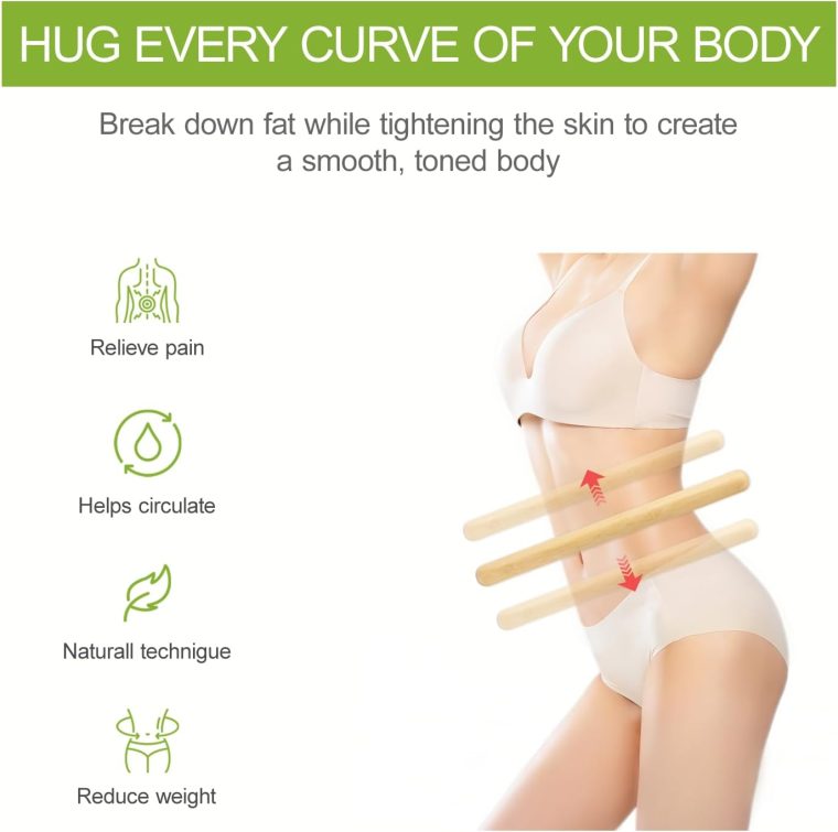 4PCS Solid Bamboo Massage Sticks & Guasha Set with Roller/Stick - 100% Bamboo Therapy Tools for Neck/Arm/Back/Legs/Full Body, Deep Tissue Massage, Muscle Relaxation, Body Shaping, Fatigue Relief - Image 3