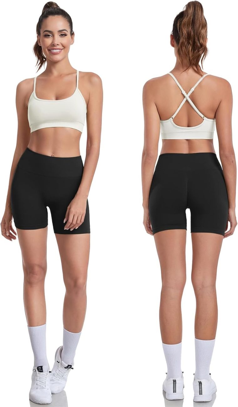 Workout Sets for Women 2 Piece Outfits High Waisted Yoga Shorts with Adjustable Strappy Sports Bra Gym Sets - Image 4