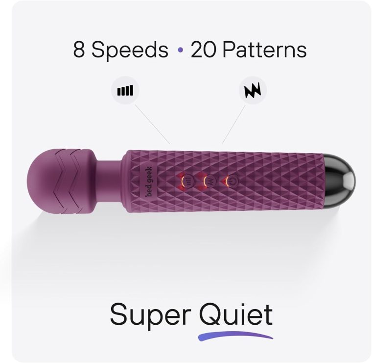 Handheld Cordless Personal Wand Massager – Waterproof, USB Rechargeable, 20 Vibration Patterns, 8 Speeds, Memory Feature, Skin-Soft Silicone for Ultimate Relaxation Tool (Purple) - Image 2