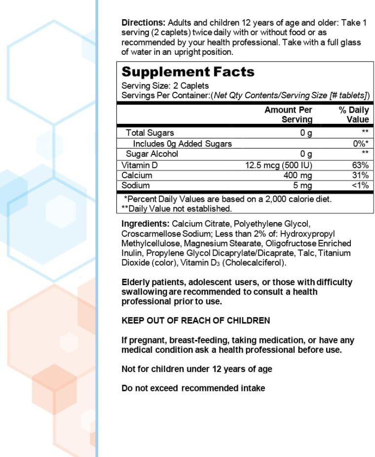 Citracal Petites, 400 mg Calcium Citrate, Easily Absorbed and Highly Soluble with 12.5 mcg (500 IU) Vitamin D3, Bone Health Support for Ages 12+, Smaller and Easier to Swallow Caplets, 200 Count - Image 5