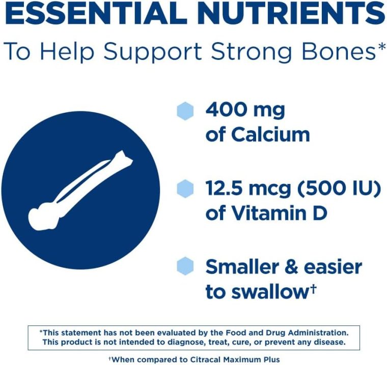 Citracal Petites, 400 mg Calcium Citrate, Easily Absorbed and Highly Soluble with 12.5 mcg (500 IU) Vitamin D3, Bone Health Support for Ages 12+, Smaller and Easier to Swallow Caplets, 200 Count - Image 4