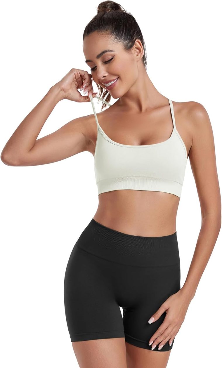 Workout Sets for Women 2 Piece Outfits High Waisted Yoga Shorts with Adjustable Strappy Sports Bra Gym Sets - Image 5