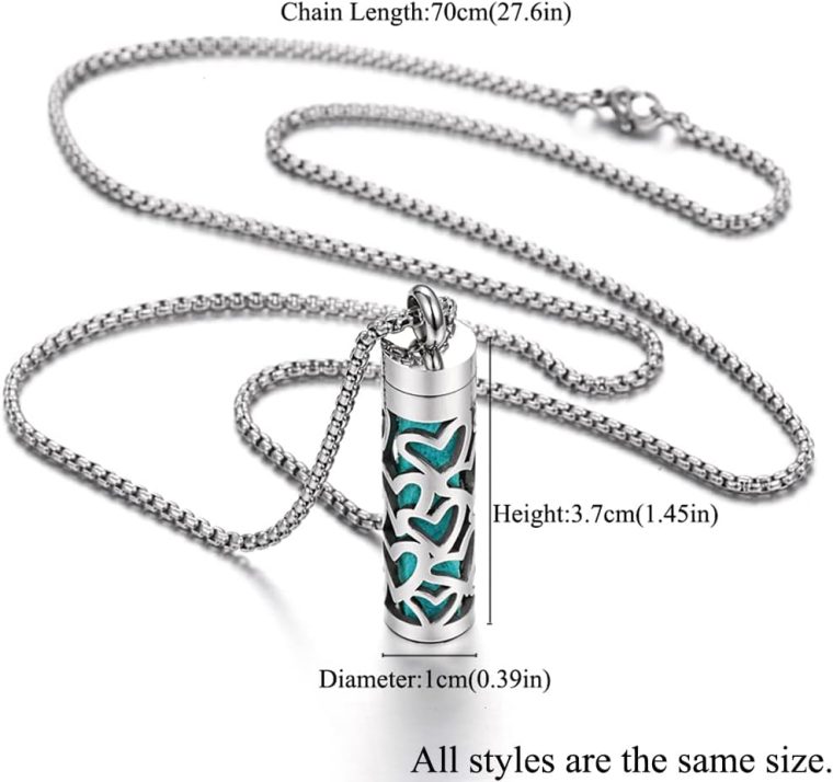 JEAN SMILE Essential Oil Necklace for Women, Aromatherapy Pendant 316L Stainless Steel Diffuser Necklace, Essential Oil Jewelry Gift for Men Women, Christmas, Birthday XN046-13 - Image 3